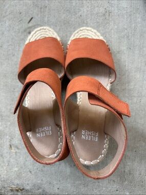 Eileen Fisher Rust Suede Espadrille Sandals